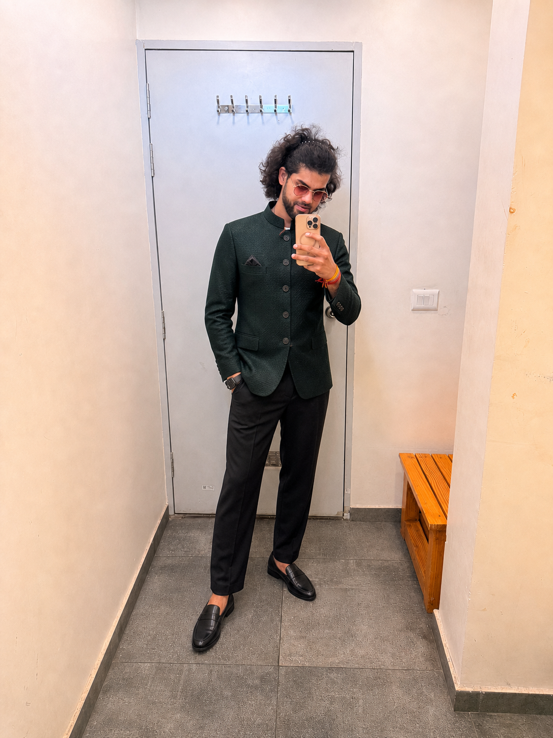 Generated outfit 100: bottle green bandhgala