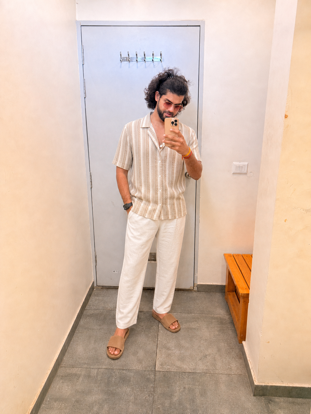 Generated outfit 80: beige striped camp home