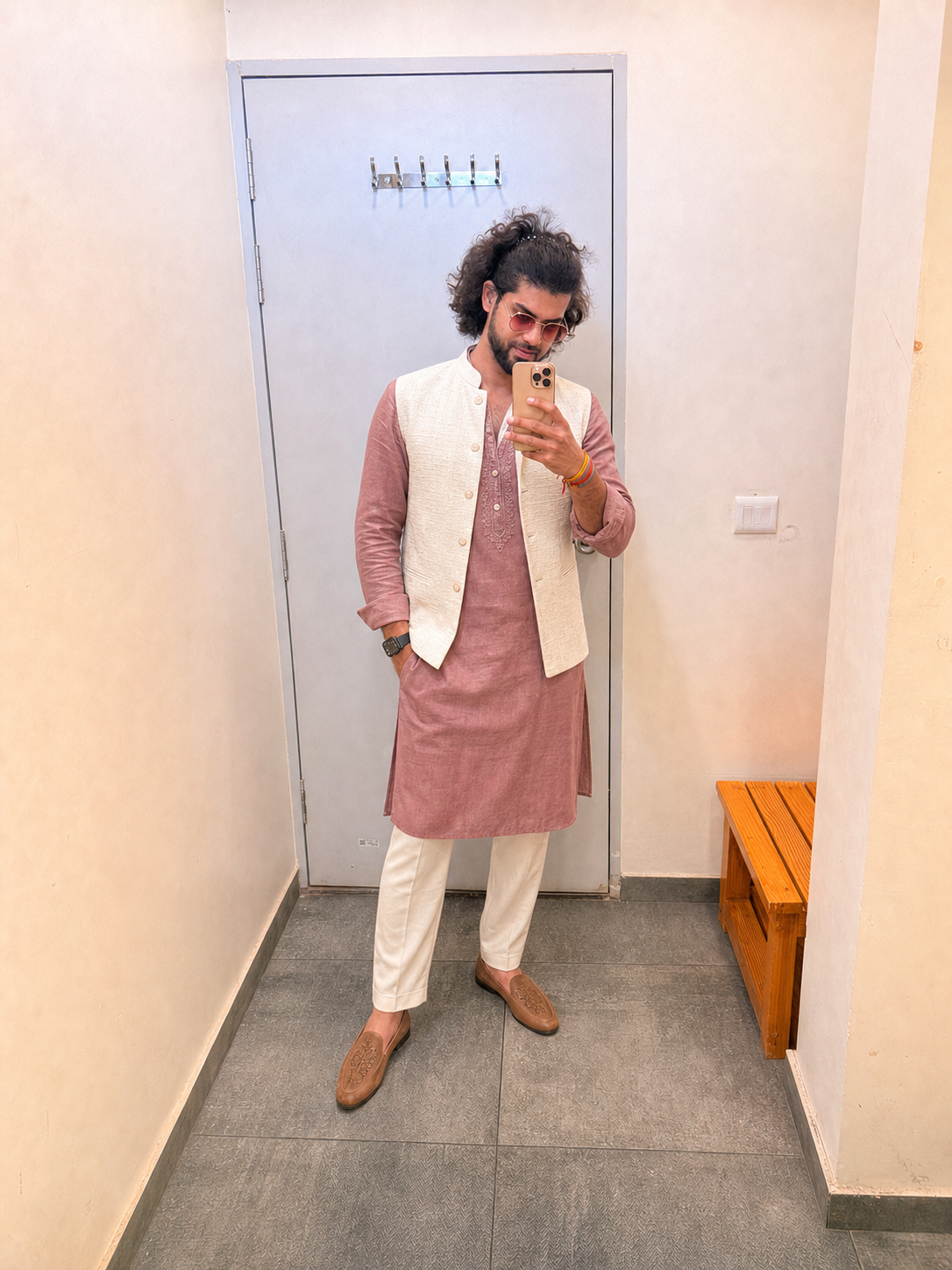 Generated outfit 98: dusty rose kurta function